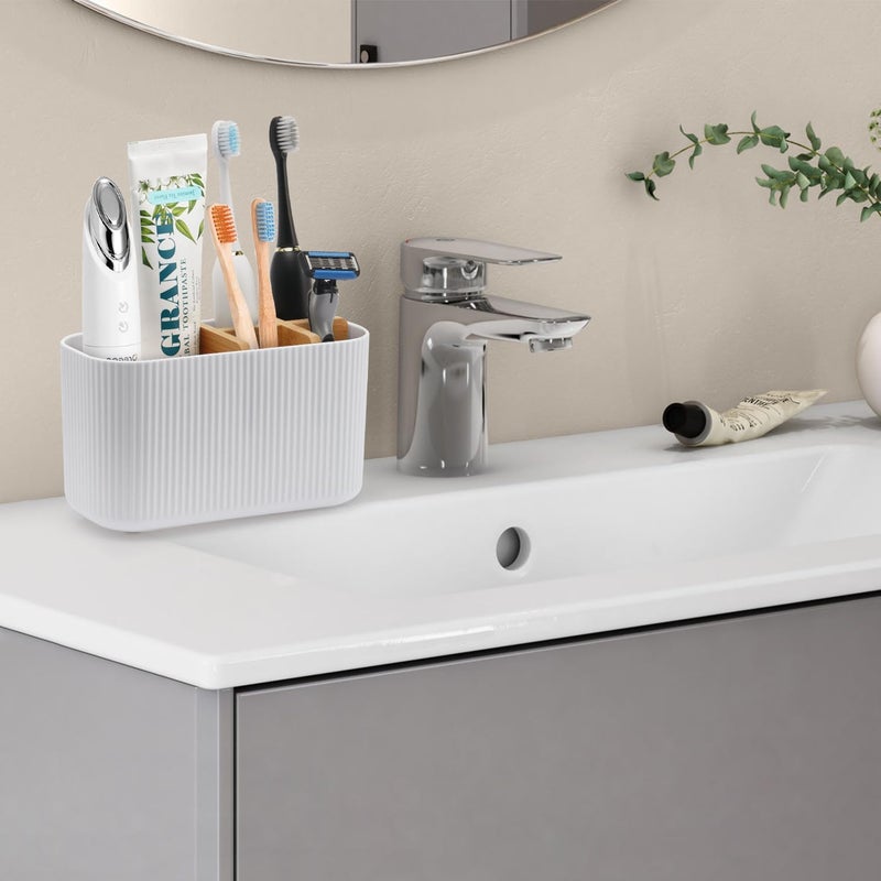 GFWARE White Toothbrush Holder - Bamboo Toothbrush Holders for Bathrooms Electric Toothbrush Holder Organizer Kids Toothbrush Holders for Bathrooms Countertop - Image 2